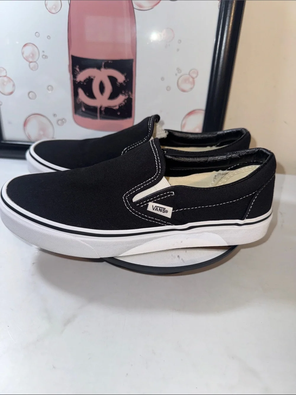 Vans Classic Unisex Black & White Slip-On Sneakers - Size 7 Men’s/ 8.5 Women’s